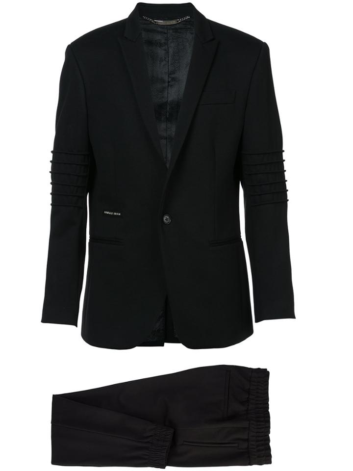 Philipp Plein Ribbed Sleeve Suit With Jogger Pant - Black
