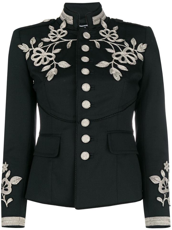 Dsquared2 Embroidered Military Jacket - Black