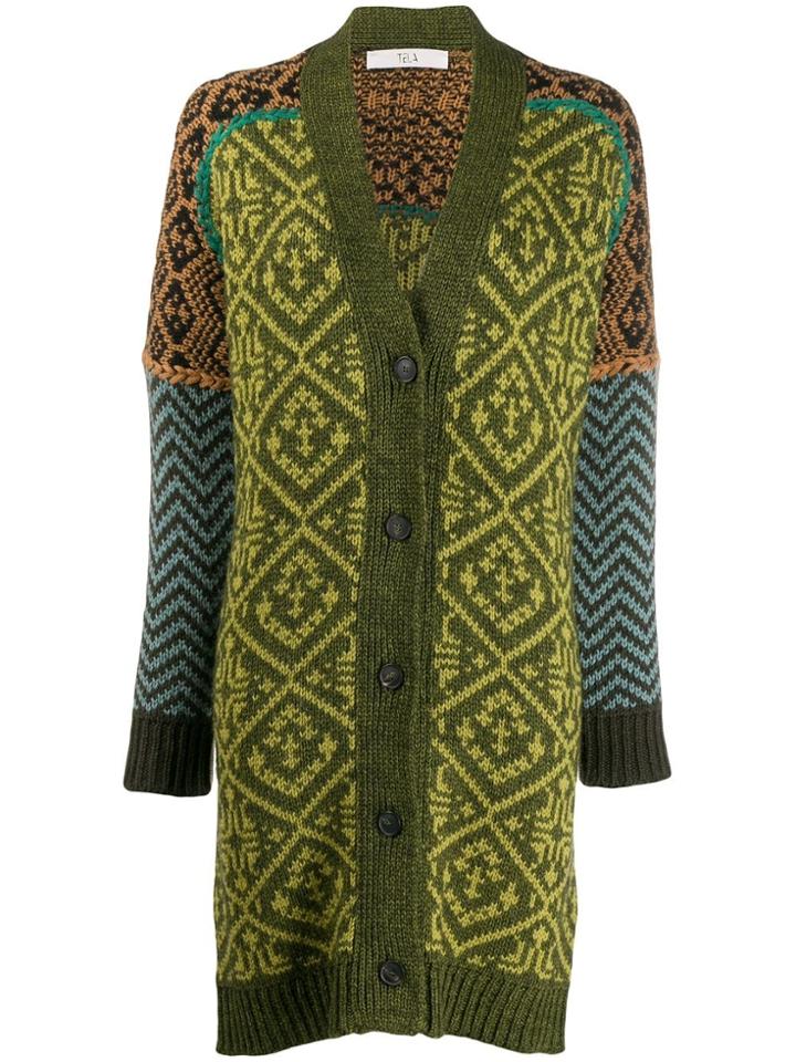 Tela Colourful Knit Cardigan - Green
