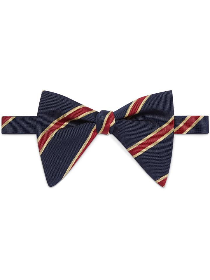 Gucci Striped Silk Cotton Bow Tie - Blue
