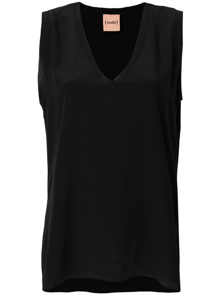 Nude V-neck Tank - Black