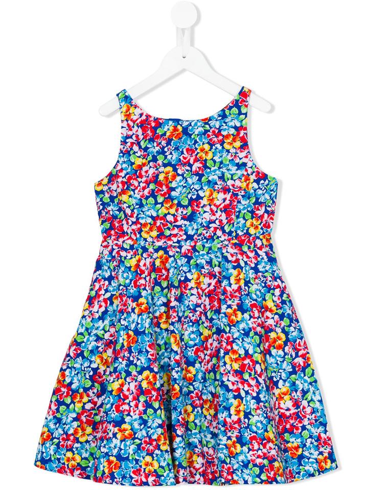 Polo Ralph Lauren - Floral Print Flared Dress - Kids - Cotton - 12 Yrs, Blue