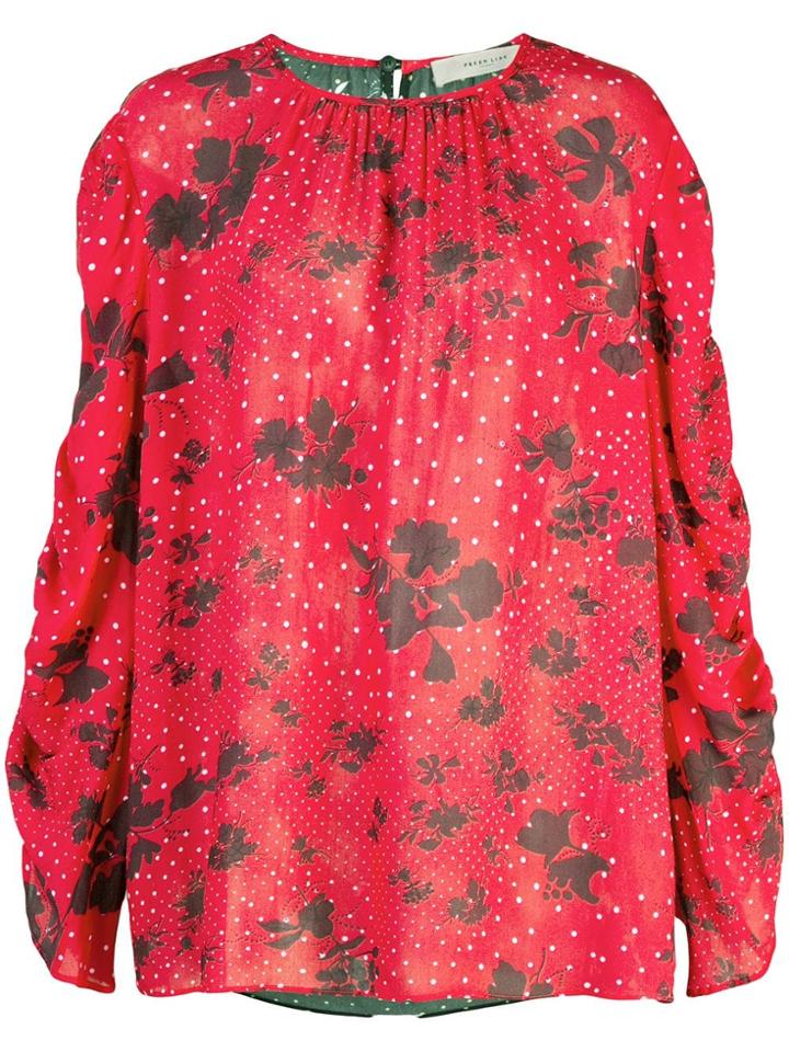 Preen Line Mixed-print Blouse - Red