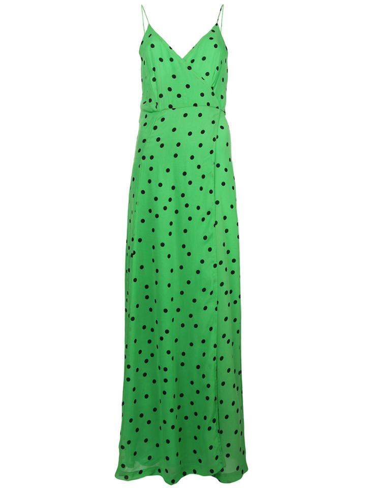 Ganni Polka-dot Flared Dress - Green