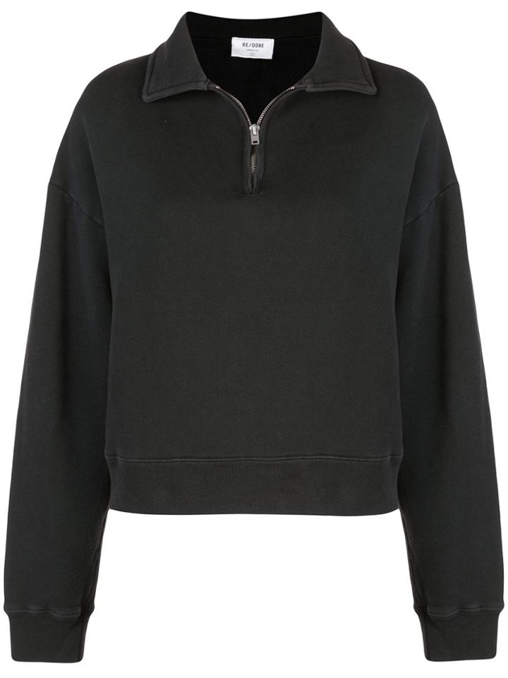 Re/done Half-zip Collared Sweatshirt - Black