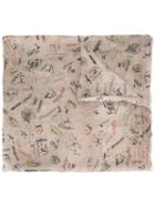 Faliero Sarti Scribble Print Scarf, Women's, Nude/neutrals, Modal/cashmere