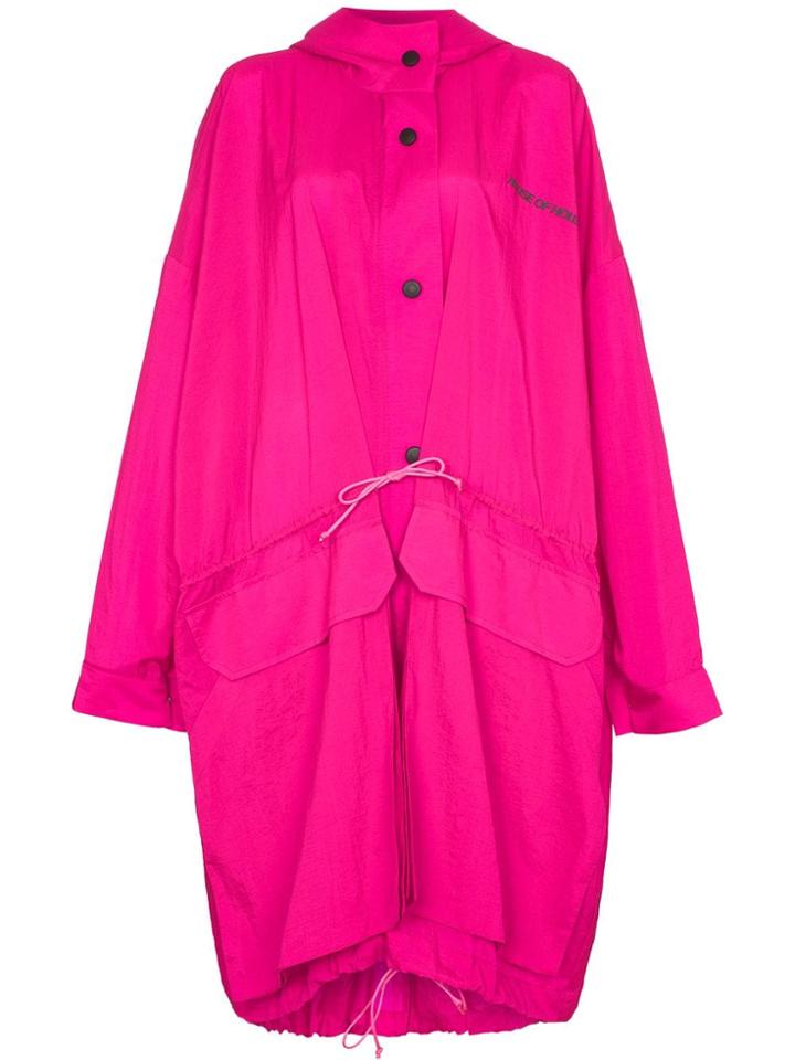 House Of Holland Oversized Hooded Long Sleeve Raincoat - Pink