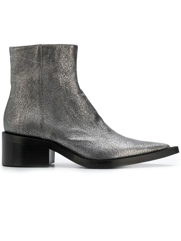 Mm6 Maison Margiela Pointed Toe Ankle Boots - Metallic