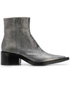 Mm6 Maison Margiela Pointed Toe Ankle Boots - Metallic