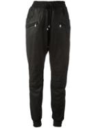 Pierre Balmain Tapered Trousers, Size: 48, Black, Calf Leather/cotton