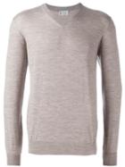 Brunello Cucinelli V-neck Jumper, Men's, Size: 52, Nude/neutrals, Virgin Wool/cashmere
