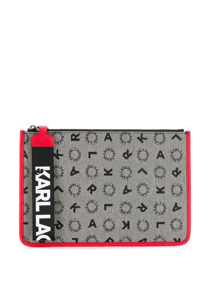 Karl Lagerfeld Logo Embroidered Clutch