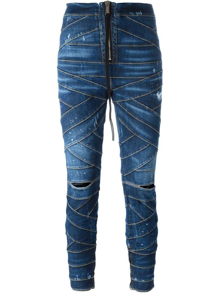 Dsquared2 Panelled Skinny Jeans, Women's, Size: 40, Blue, Cotton/spandex/elastane