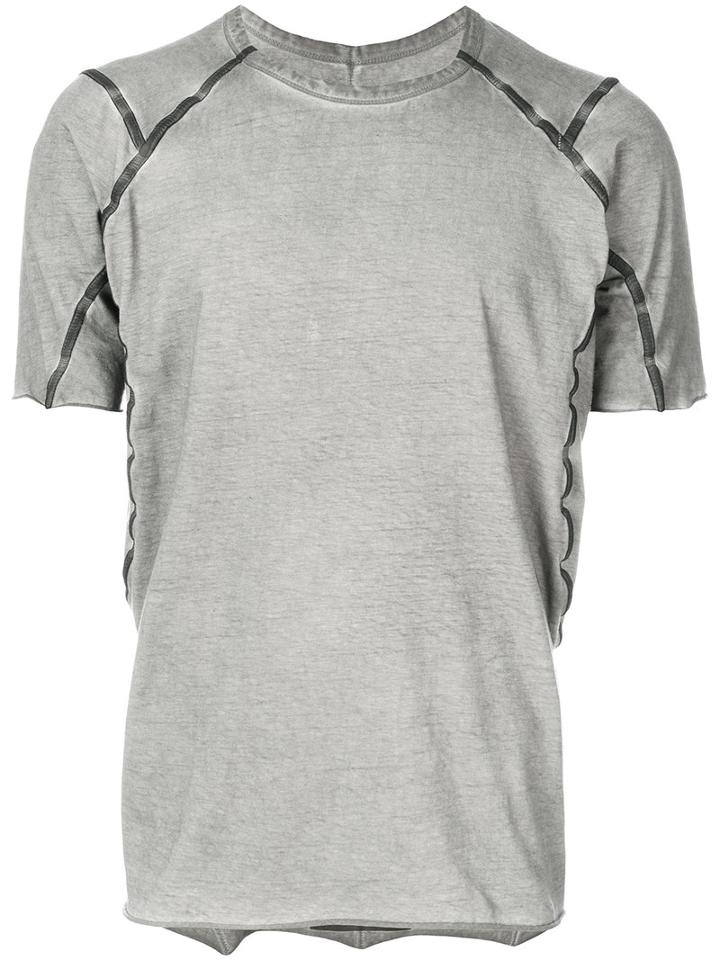 Isaac Sellam Experience - Insert Detail T-shirt - Men - Cotton/calf Leather - S, Grey, Cotton/calf Leather