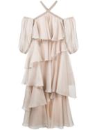 Anna October - Teired Dress - Women - Silk/polyester - S, Nude/neutrals, Silk/polyester