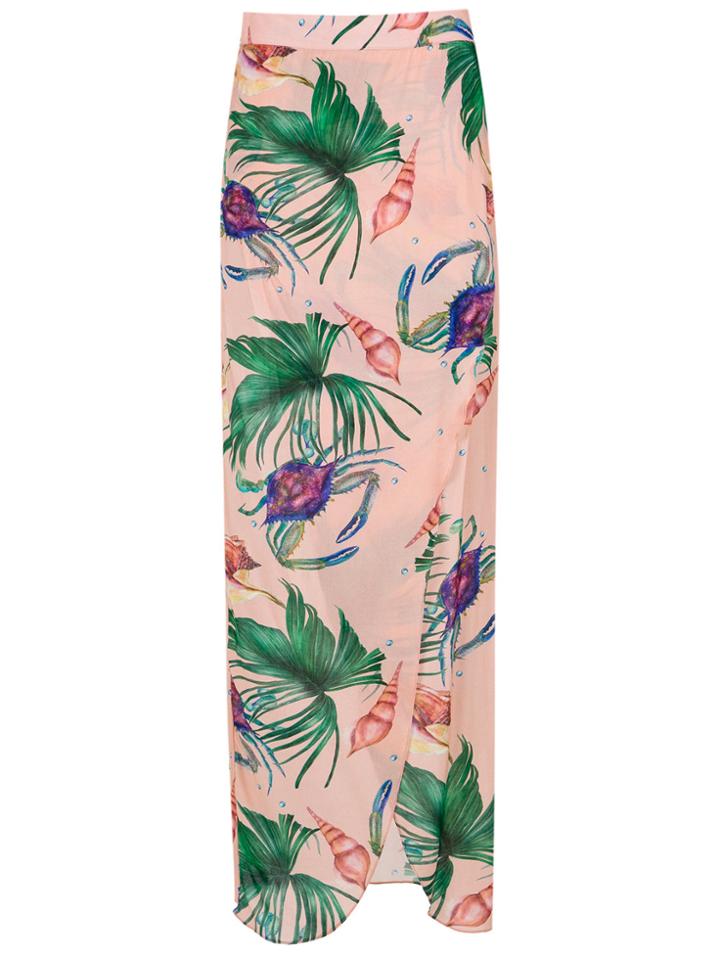 Brigitte Printed Maxi Skirt - Pink & Purple
