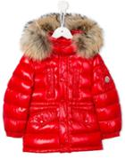 Moncler Kids Fur Hooded Padded Coat, Toddler Boy's, Size: 4 Yrs, Red