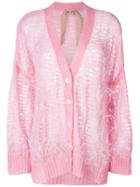 Nº21 Oversize Open-knit Feather Cardigan - Pink