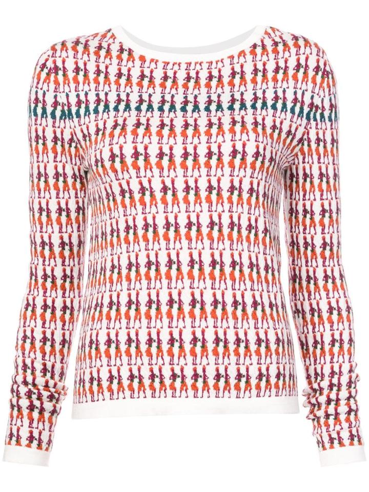 Barrie Cashmere Intarsia Sweater - White