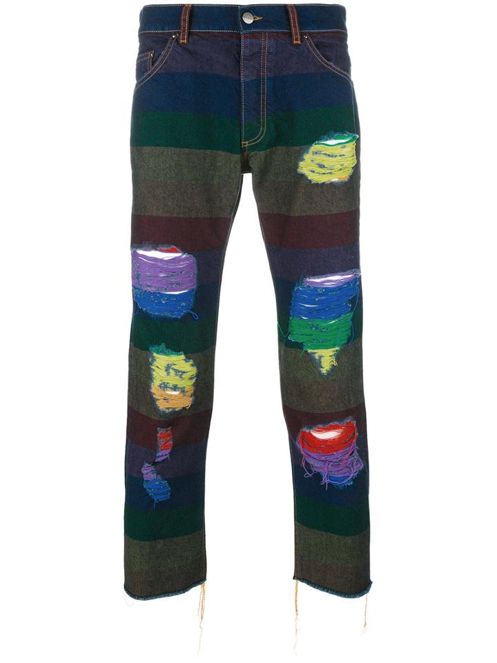 Palm Angels Distressed Rainbow Jeans, Men's, Size: 29, Cotton/polyester