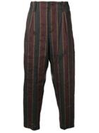 Uma Wang Red And Blue Striped Trousers