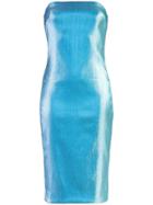 Area Crystal-trimmed Lamé Dress - Blue