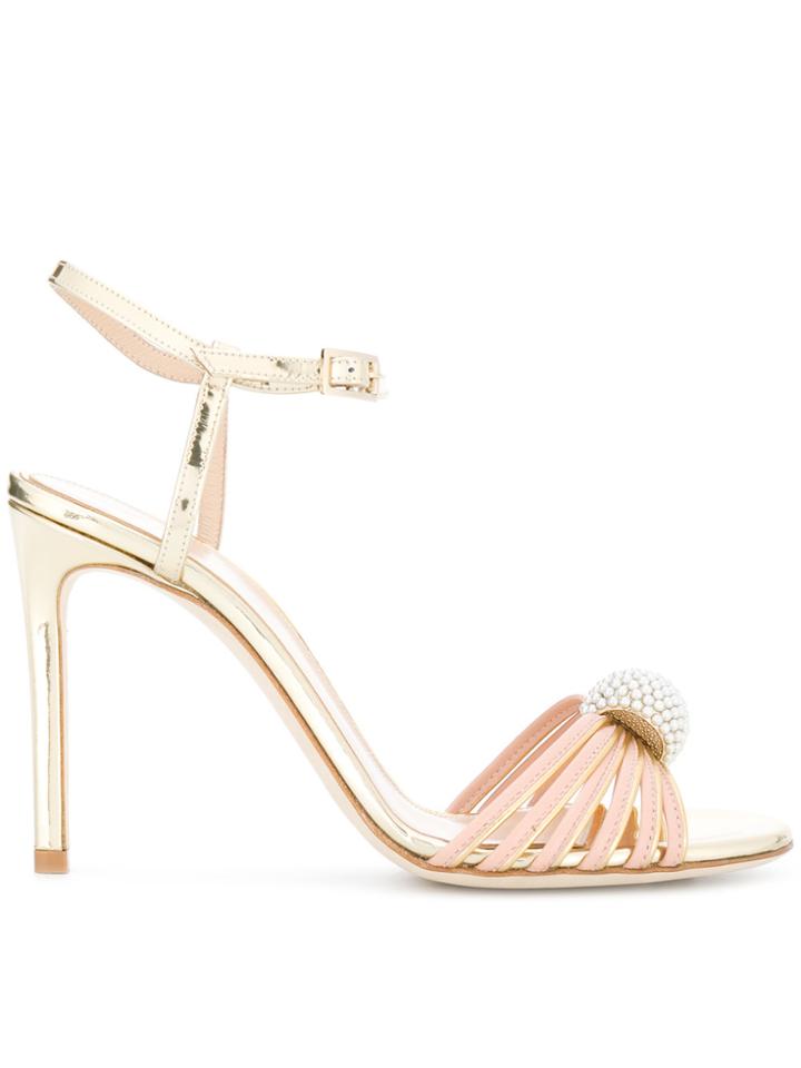 Lanvin Metallic Pearl Embellished Sandals - Nude & Neutrals