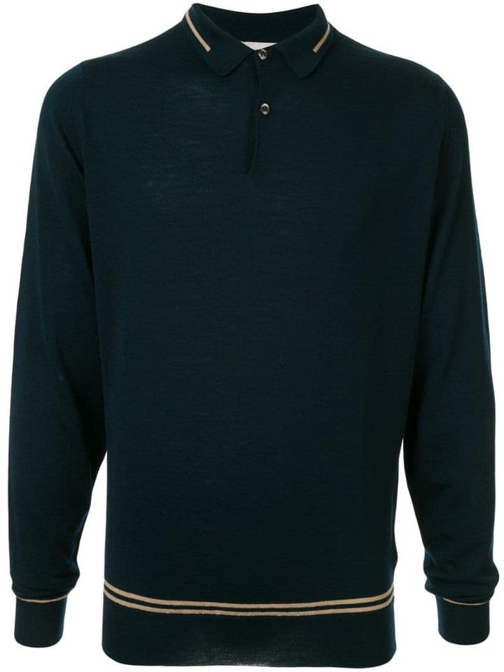 John Smedley Long-sleeved Polo Shirt - Blue