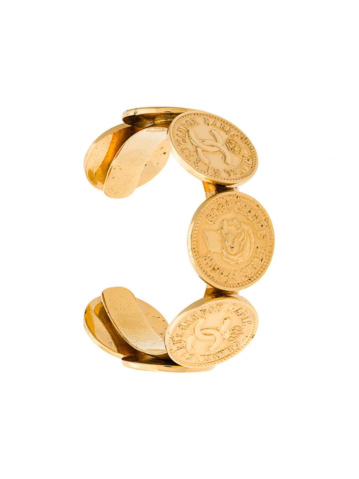 Chanel Vintage Coin Cuff Bracelet - Metallic