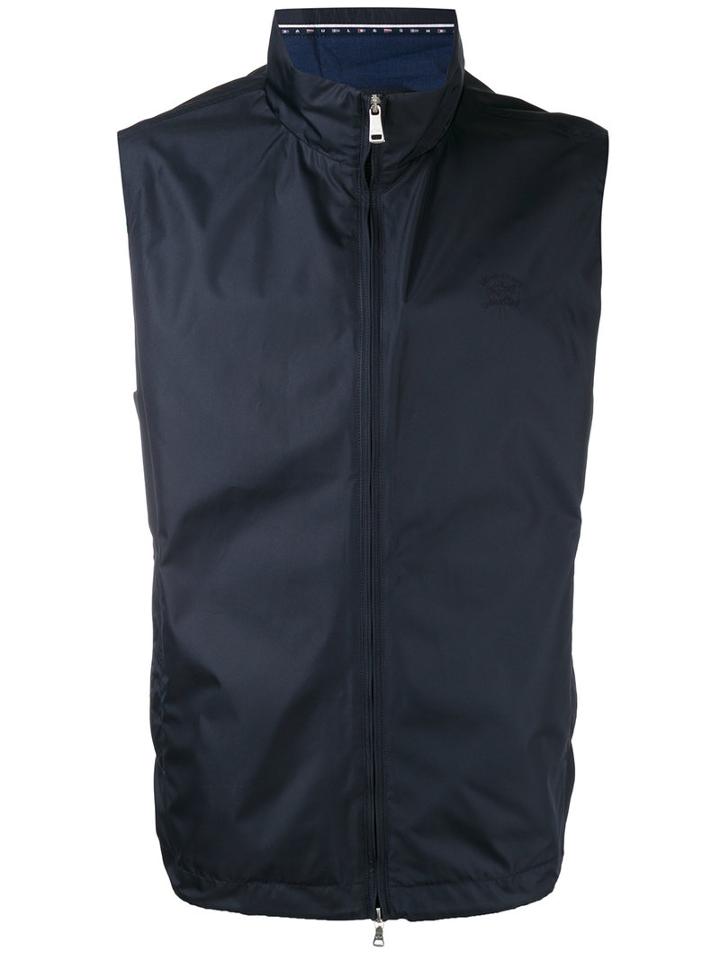 Paul & Shark Roll Neck Waistcoat, Men's, Size: Large, Blue, Polyester