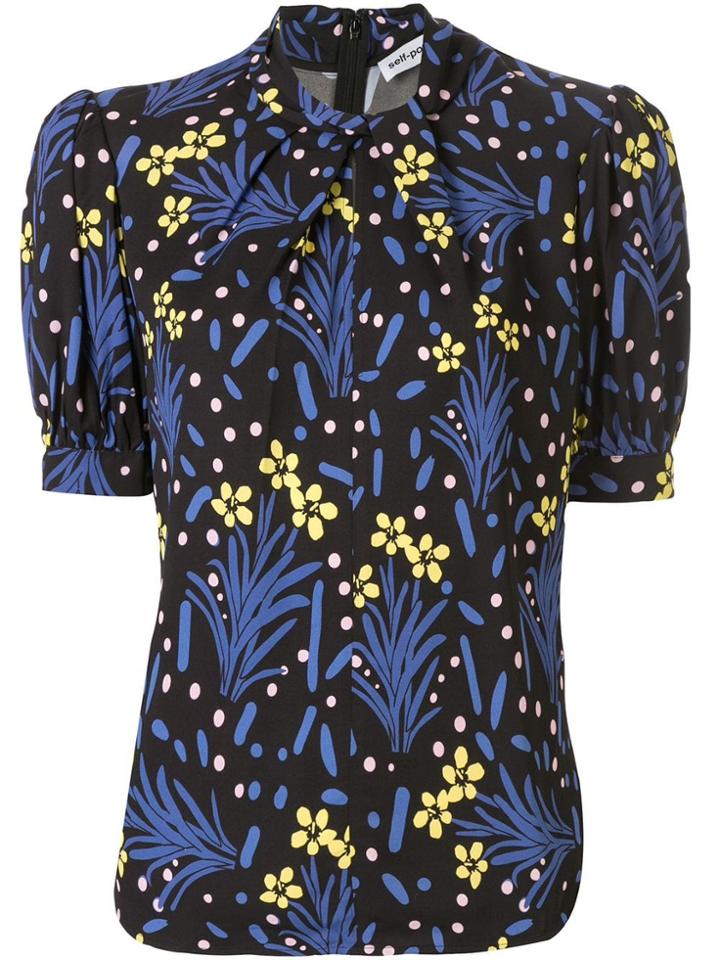 Self-portrait Twisted Neck Blouse - Blue