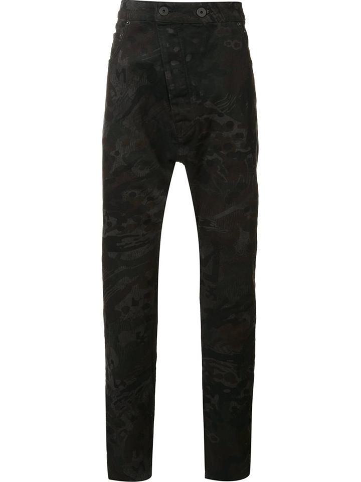 11 By Boris Bidjan Saberi Printed Regular Pants, Men's, Size: Large, Black, Cotton