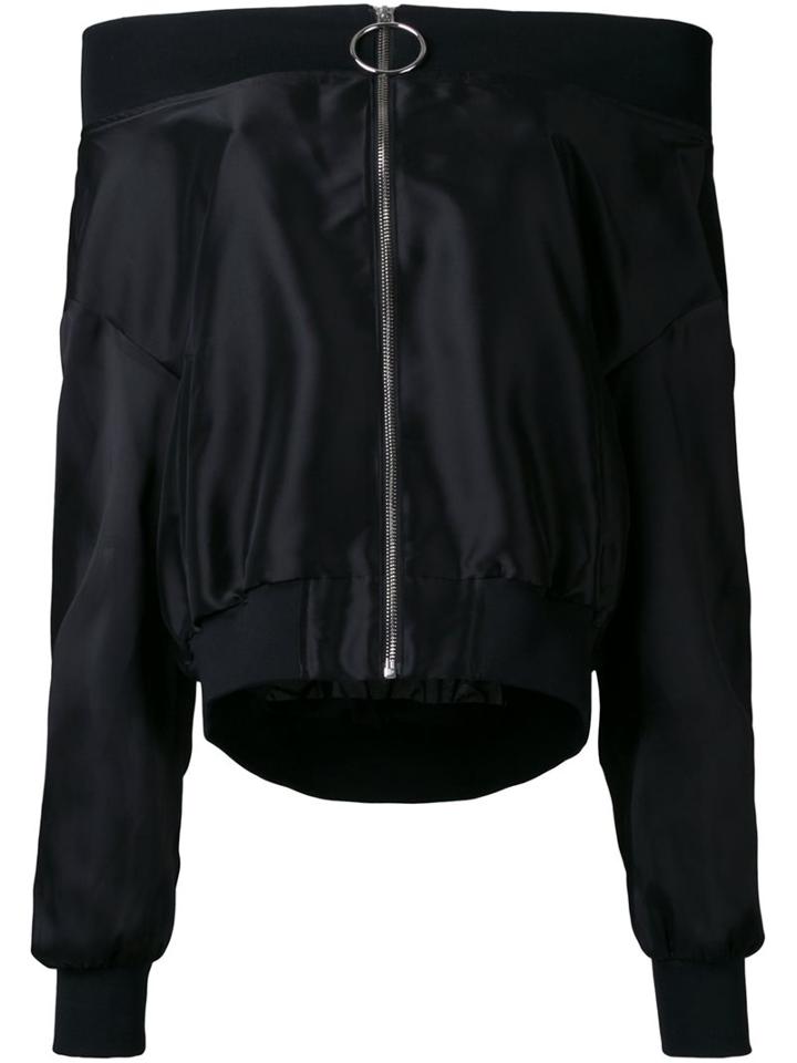 Le Ciel Bleu Off Shoulder Bomber Jacket