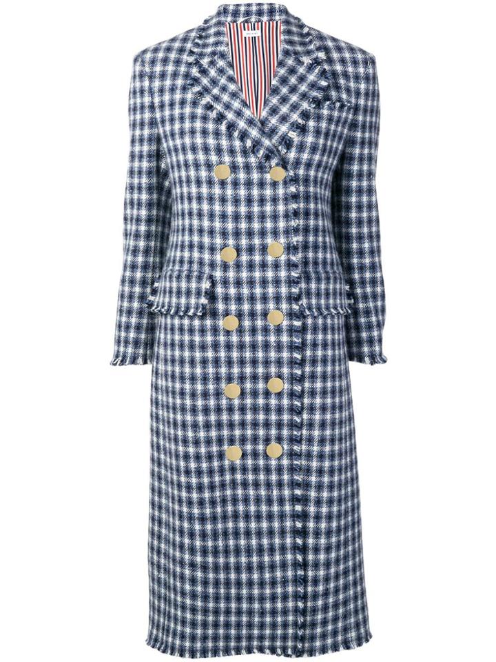 Thom Browne Gun Club Check Cashmere Overcoat - Blue