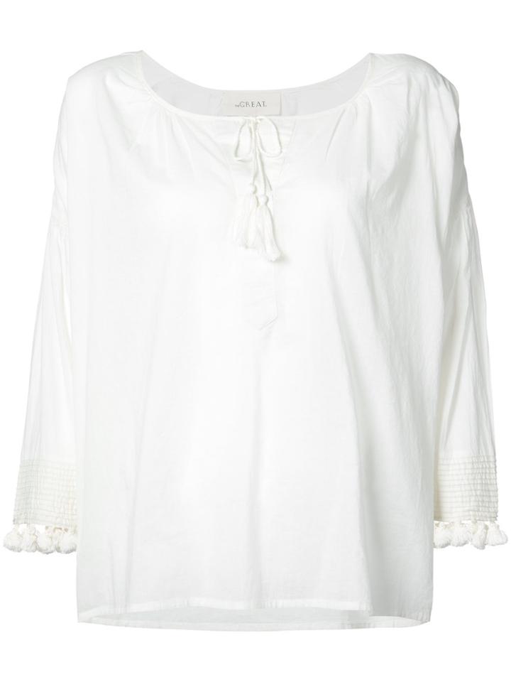 The Great Pom Pom Detail Blouse - White