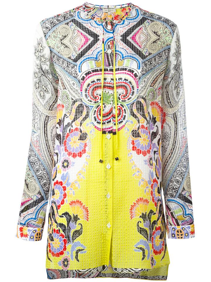 Etro - Paisley Tunic - Women - Silk - 42, Yellow/orange, Silk