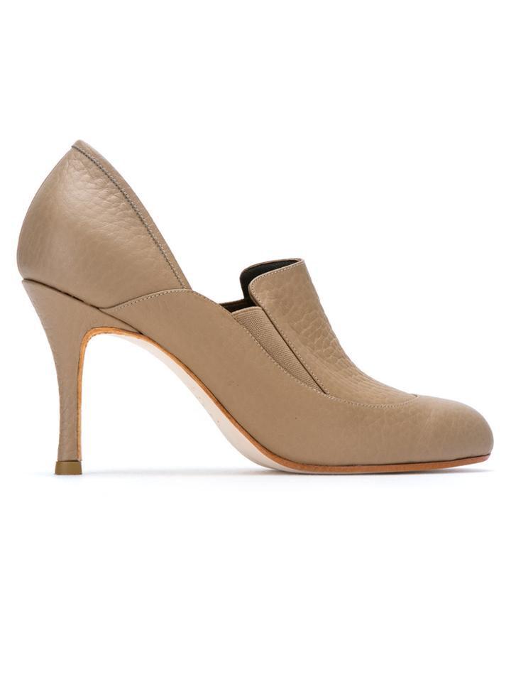 Sarah Chofakian Leather Panelled Pumps - Nude & Neutrals