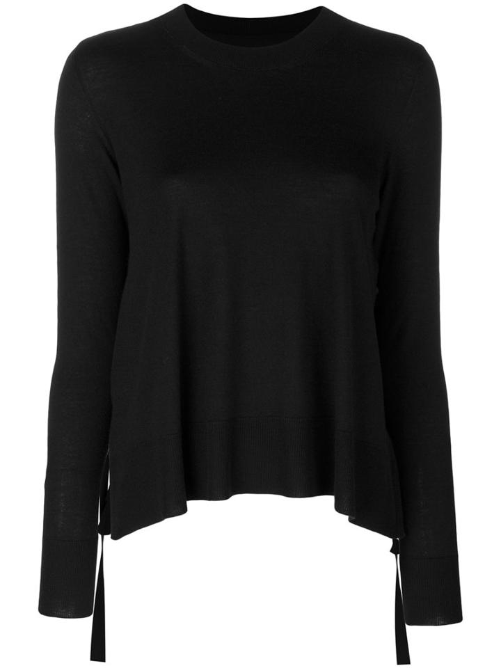 Mm6 Maison Margiela - Curved Hem Knitted Jumper - Women - Viscose/wool - M, Black, Viscose/wool