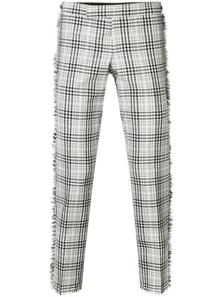 Thom Browne Frayed Shadow Prince Of Wales Trouser - White