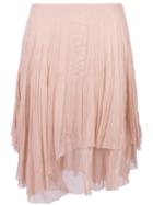 Chloé Frayed Edge Skirt, Women's, Size: 38, Pink/purple, Silk