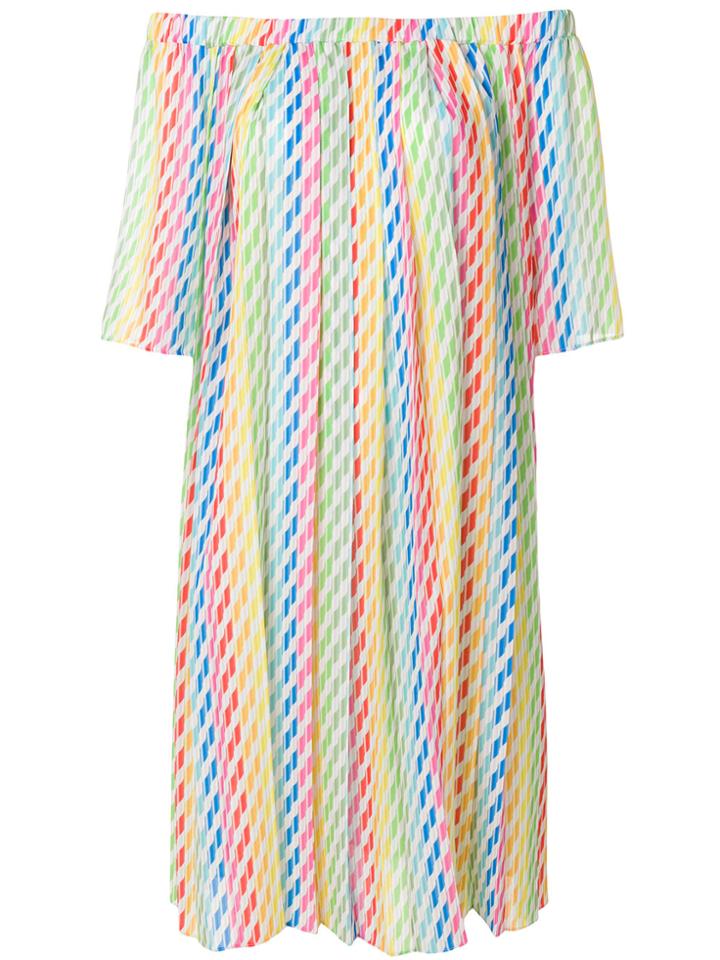 Ultràchic Striped Off Shoulder Dress - Multicolour
