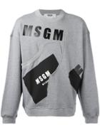 Msgm Printed Sweatshirt, Men's, Size: Small, Grey, Cotton/viscose