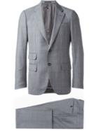 Caruso Two-piece Plaid Suit, Men's, Size: 52, Grey, Cupro/wool