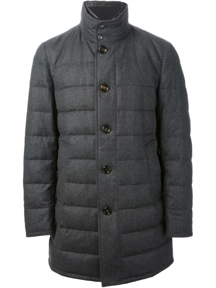 Moncler 'vallier' Padded Coat, Men's, Size: I, Grey, Feather Down/polyamide/wool
