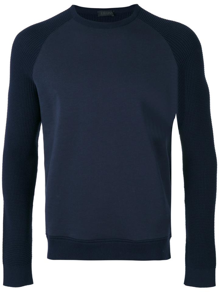 Z Zegna - Crew Neck Sweater - Men - Cotton - S, Blue, Cotton