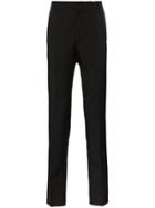 Valentino Striped And Pleated Cotton Trousers - Black