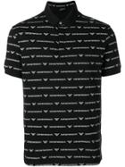 Emporio Armani All Over Logo Polo Shirt - Black