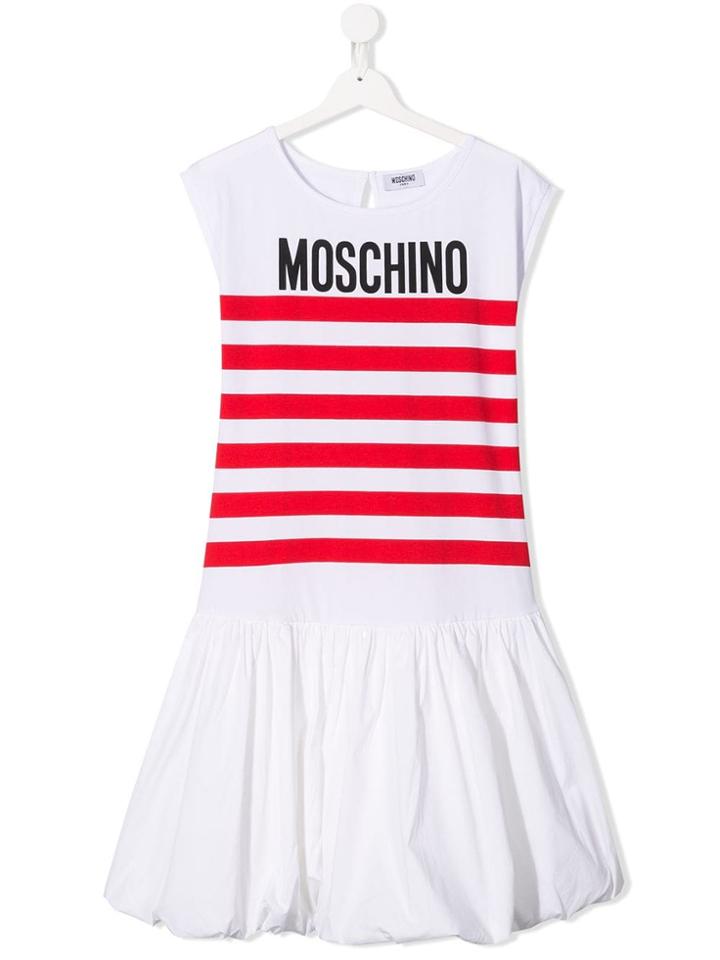 Moschino Kids Teen Striped Sleeveless Dress - White