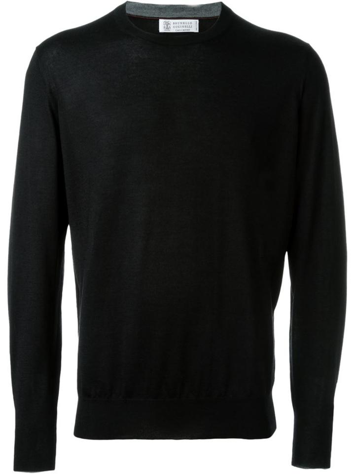 Brunello Cucinelli Cashmere Crew Neck Jumper, Men's, Size: 56, Black, Silk/cashmere