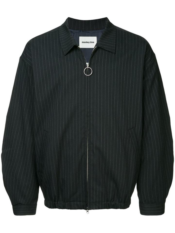 Monkey Time Zipped Bomber Jacket - Blue